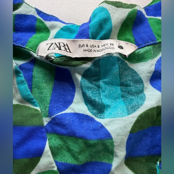 ZARA Printed Midi Dress 100% Cotton Sz Small Boho Retro Twee - Picture 5 of 9
